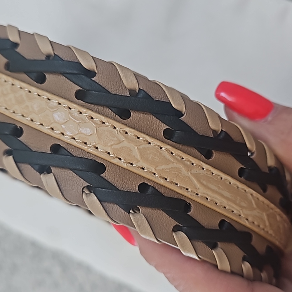 CAbi Braided Leather Belt in Black and Tan - Picture 3 of 4